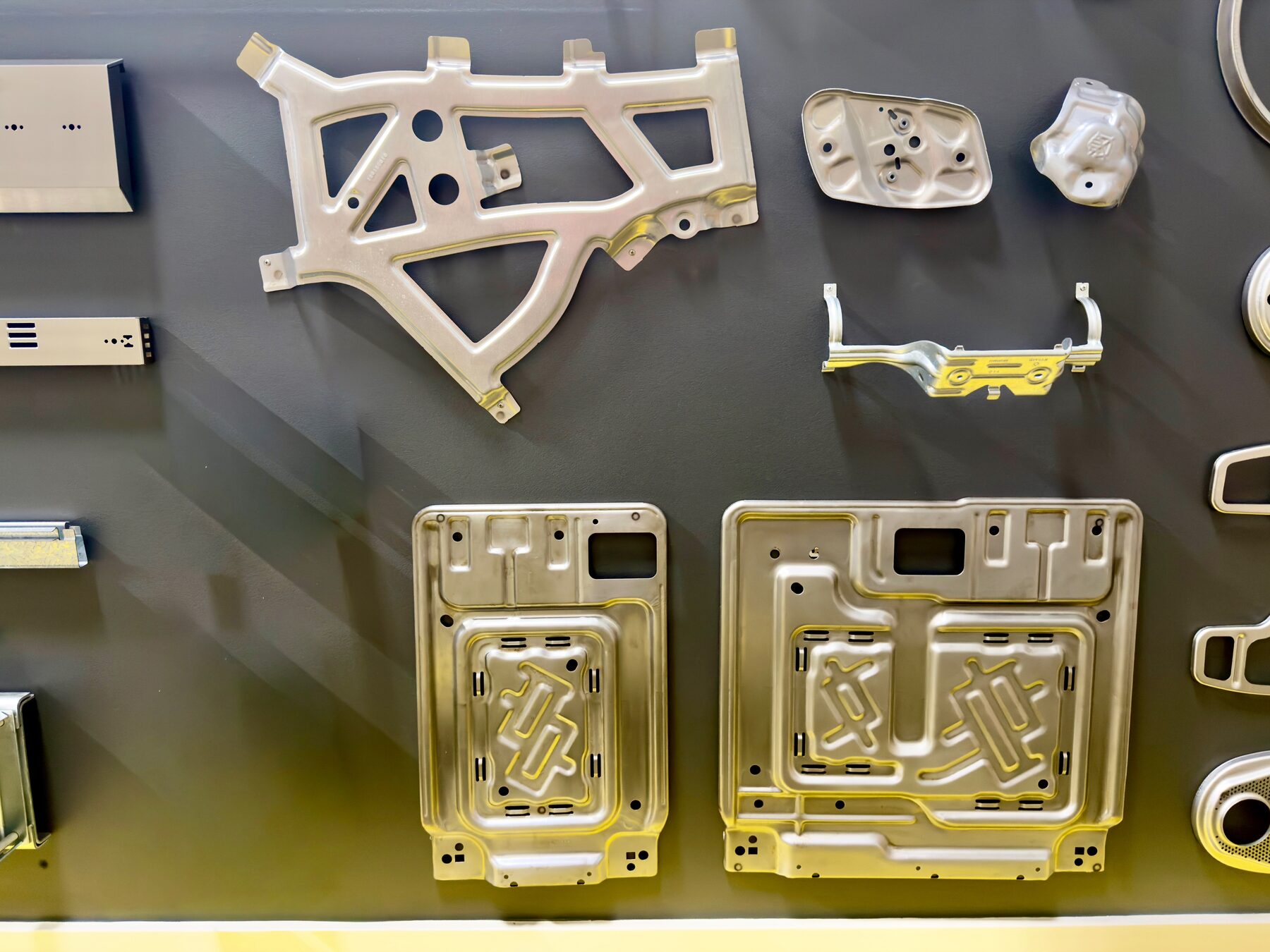 Display of structural stampings manufactured by Big Rapids Products